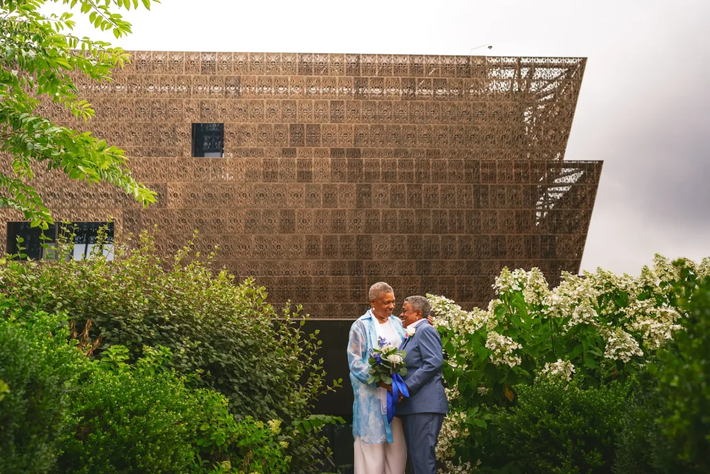 same sex wedding couple portrait african american museum