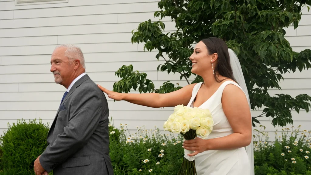 Bride's Fathers first look at, Sunny Slope Farm