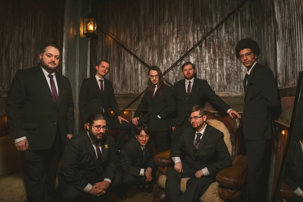 groomsmen album cover style portrait
